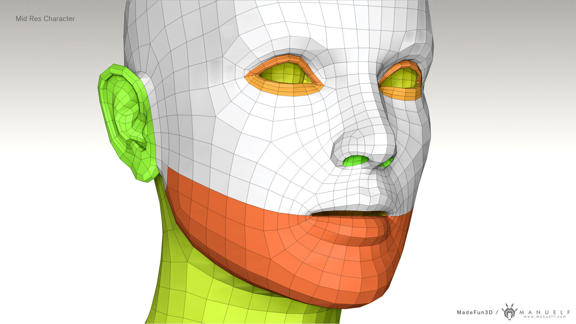 3D Character Bust BaseMesh Pack for games Low-poly 3D model_6