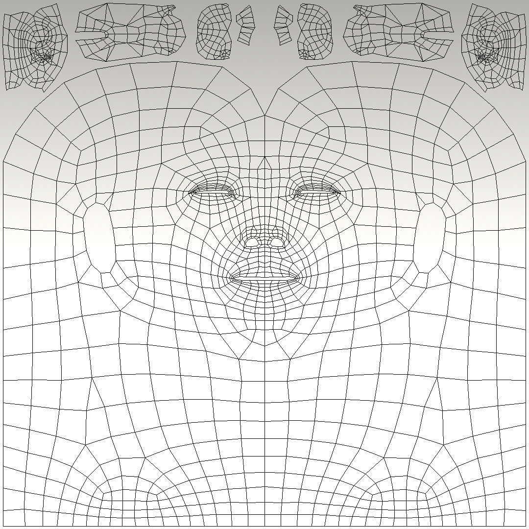 3D Character Bust BaseMesh Pack for games Low-poly 3D model_13