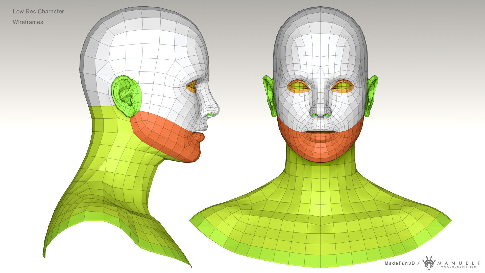 3D Character Bust BaseMesh Pack for games Low-poly 3D model_3