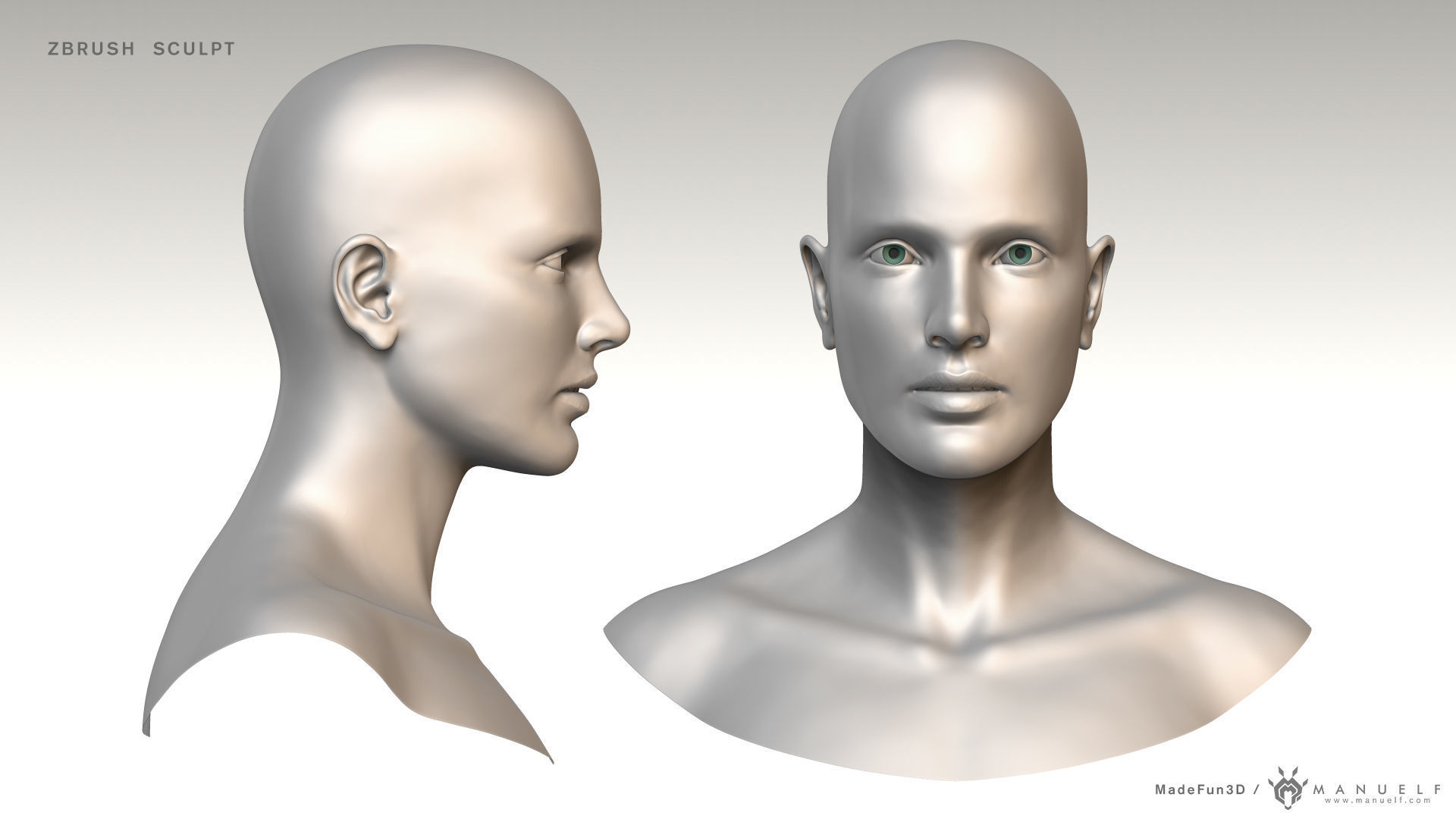 3D Character Bust BaseMesh Pack for games Low-poly 3D model_1