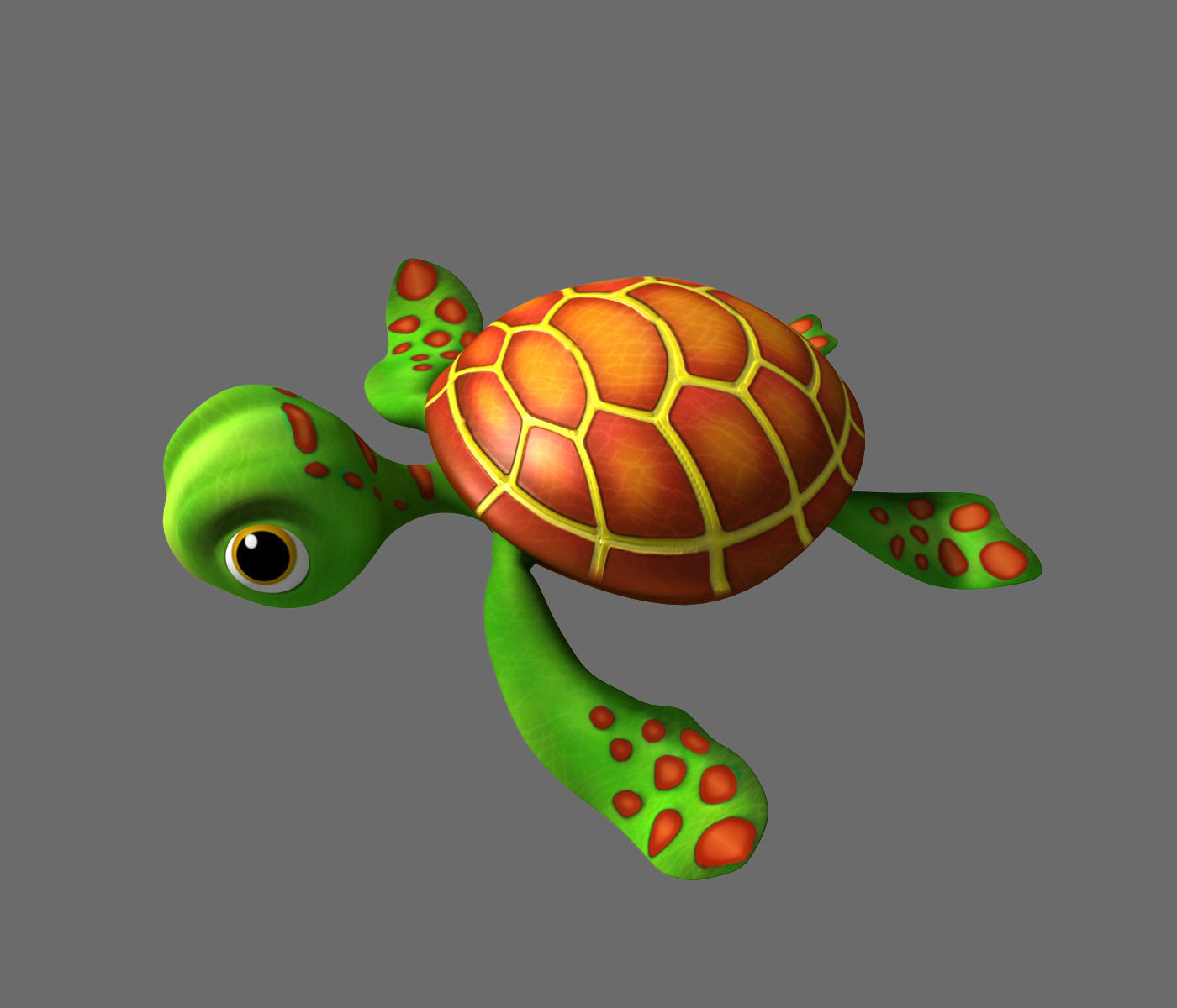 Cartoon Turtle Rigged 3D model_1