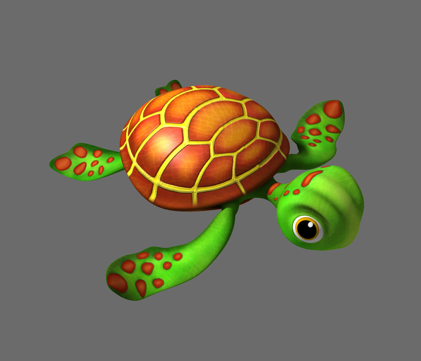 Cartoon Turtle Rigged 3D model_3