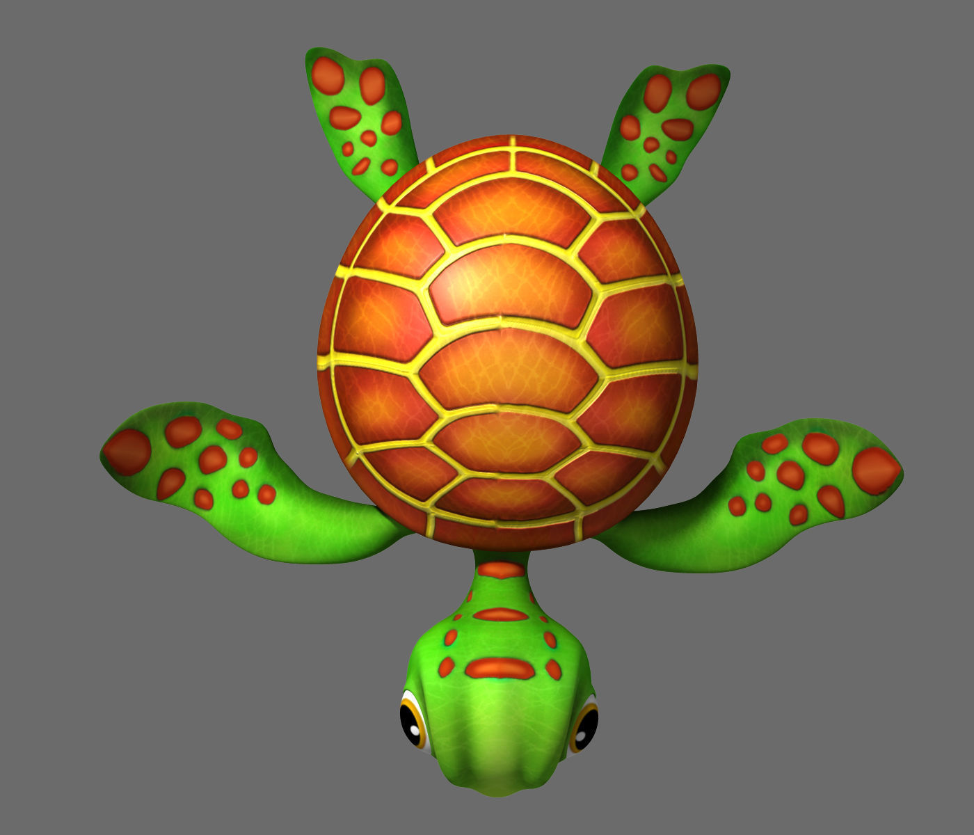 Cartoon Turtle Rigged 3D model_5