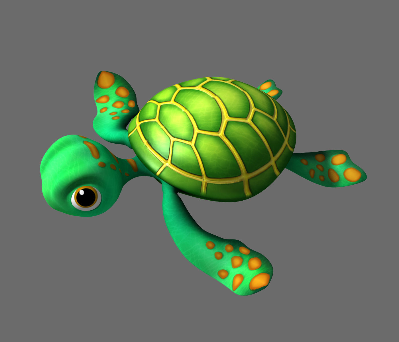 Cartoon Turtle Rigged 3D model_7