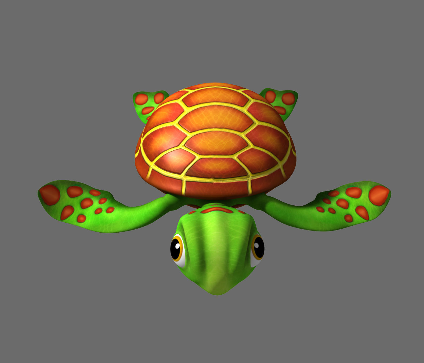 Cartoon Turtle Rigged 3D model_2