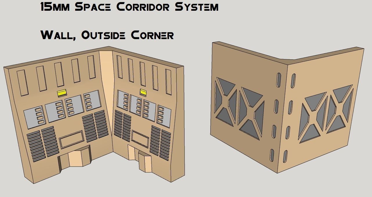 15mm Sci-Fi Corridor System - 22pcs 3D print model_23