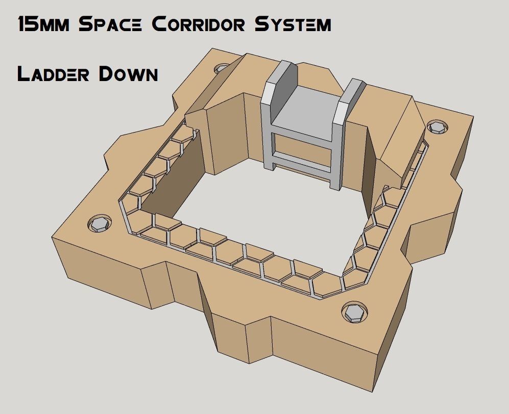 15mm Sci-Fi Corridor System - 22pcs 3D print model_15