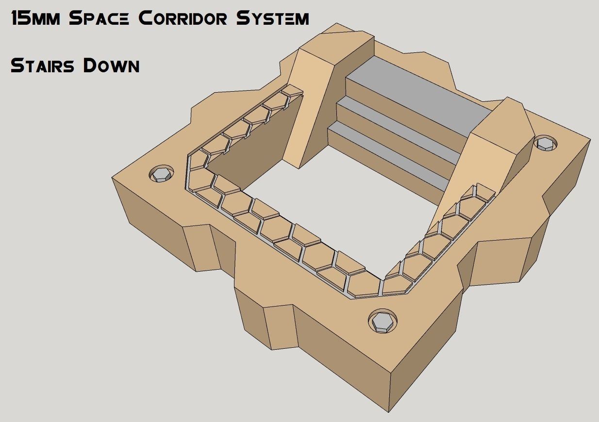 15mm Sci-Fi Corridor System - 22pcs 3D print model_18