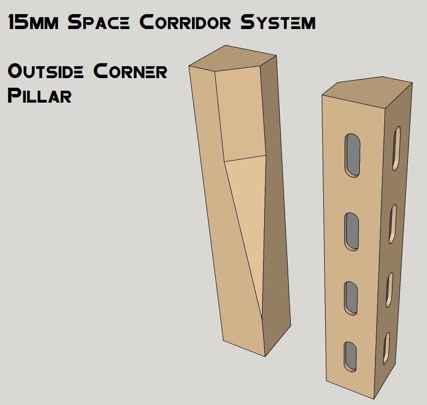 15mm Sci-Fi Corridor System - 22pcs 3D print model_17