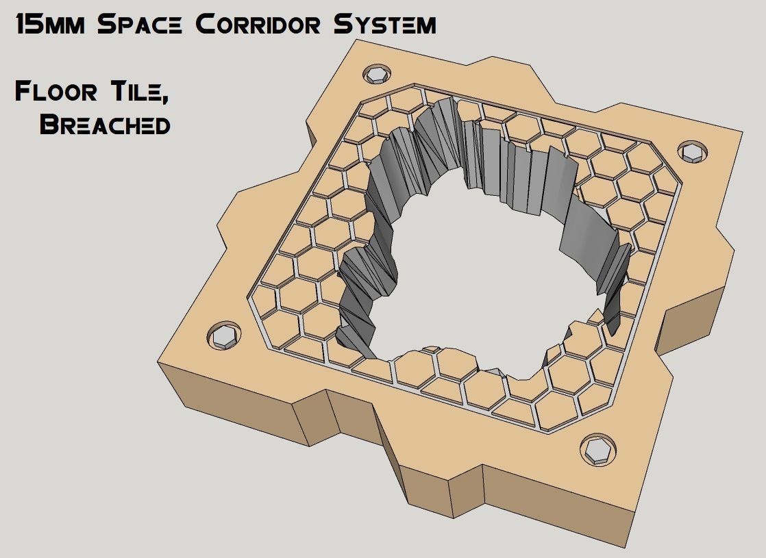 15mm Sci-Fi Corridor System - 22pcs 3D print model_11