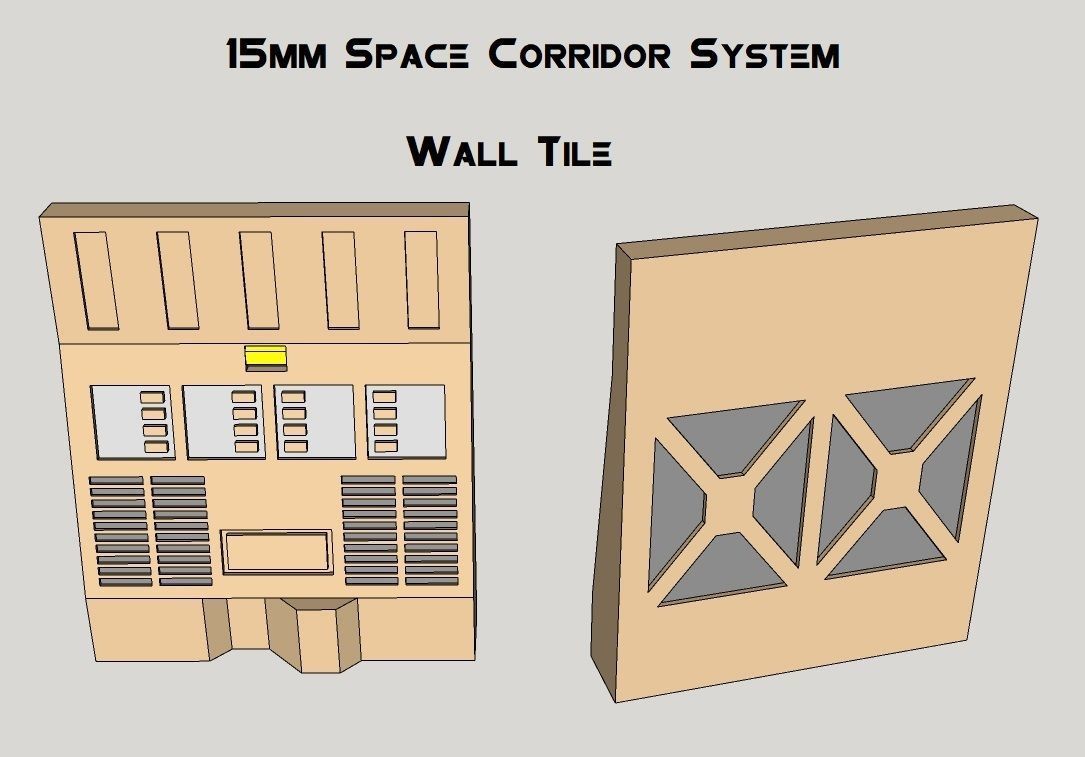 15mm Sci-Fi Corridor System - 22pcs 3D print model_21