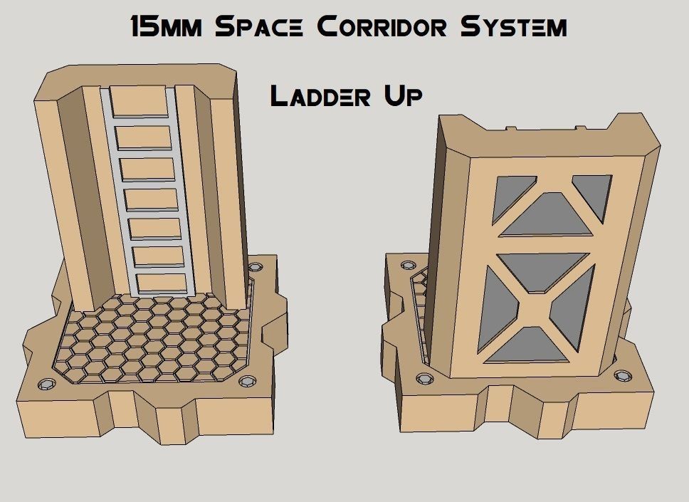 15mm Sci-Fi Corridor System - 22pcs 3D print model_16