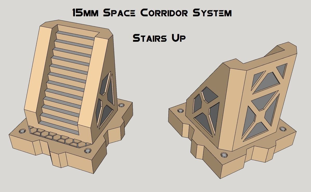 15mm Sci-Fi Corridor System - 22pcs 3D print model_19