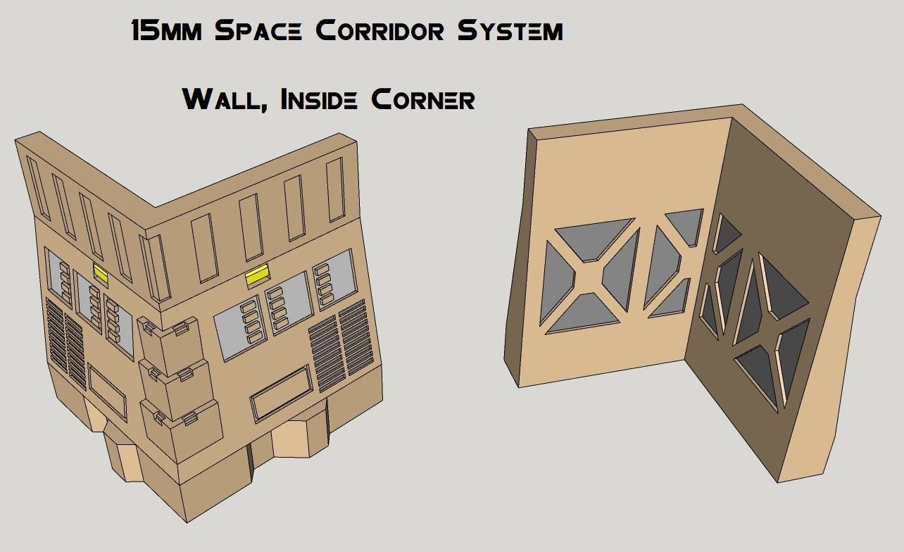 15mm Sci-Fi Corridor System - 22pcs 3D print model_22