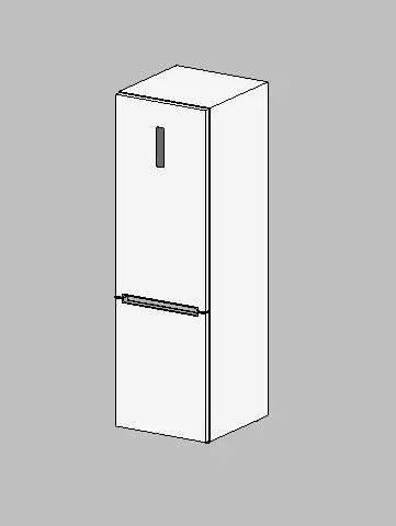 Modern Two Door Bottom Freezer Refrigerator BIM Revit Family 3D model