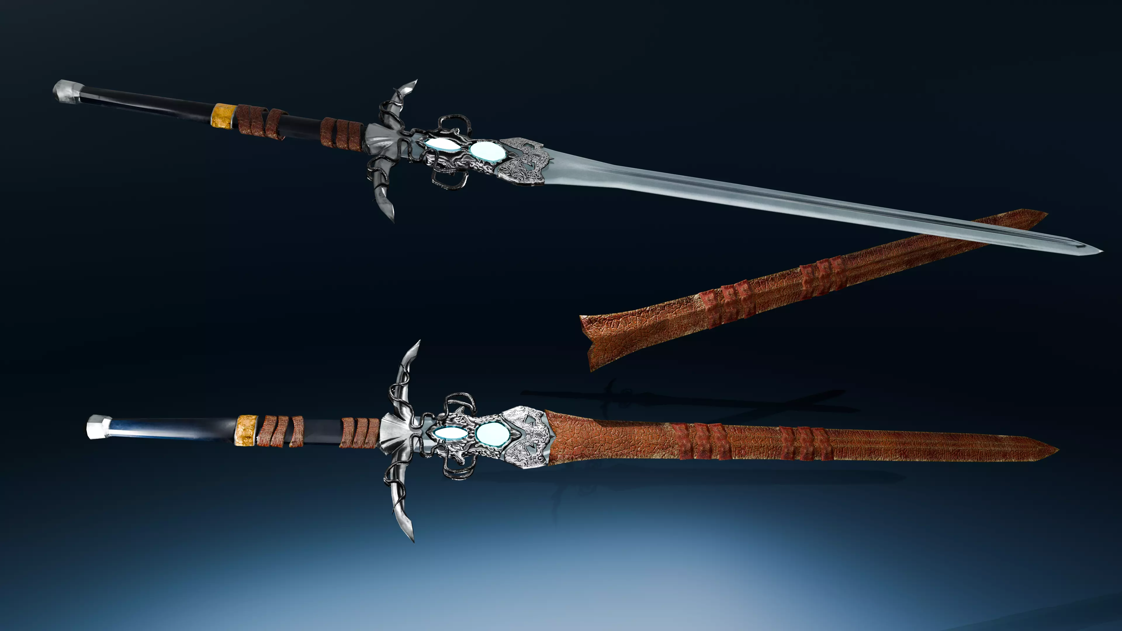 Royal Sword PBR Game-Ready Low-poly 3D model Low-poly 3D model