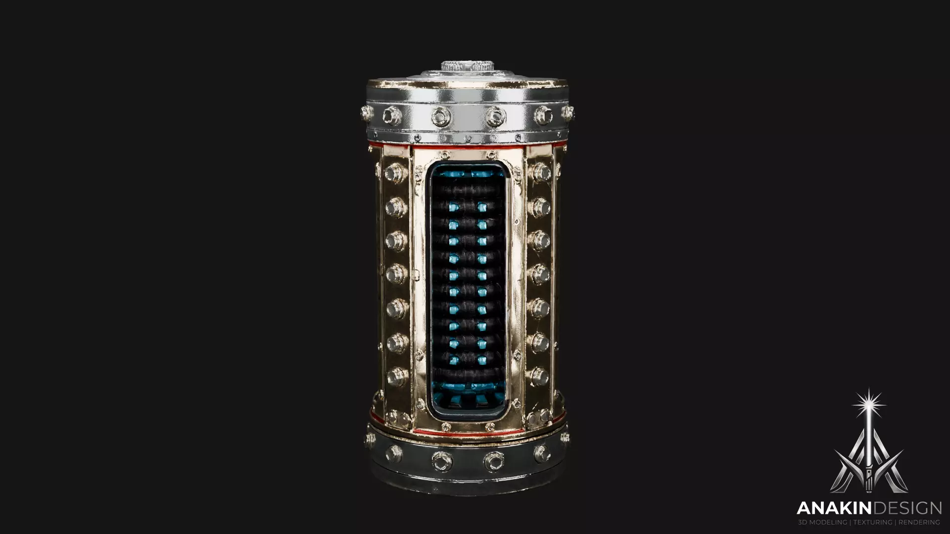 Steampunk Cylinder Core 3D Model 3D model