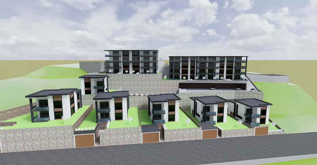 Modern Housing Estate and Landscape Design - Exterior 3D model