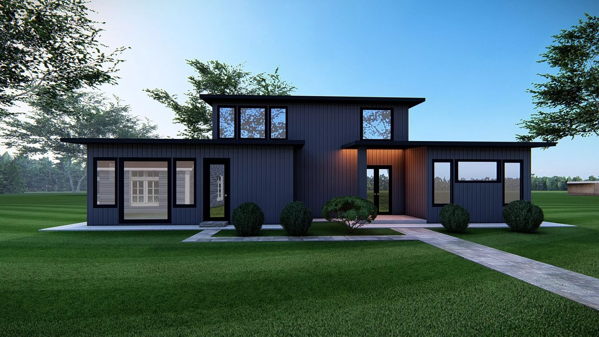 Modern Flat Roof House Minimalist Contemporary Exterior 3D Model 3D model
