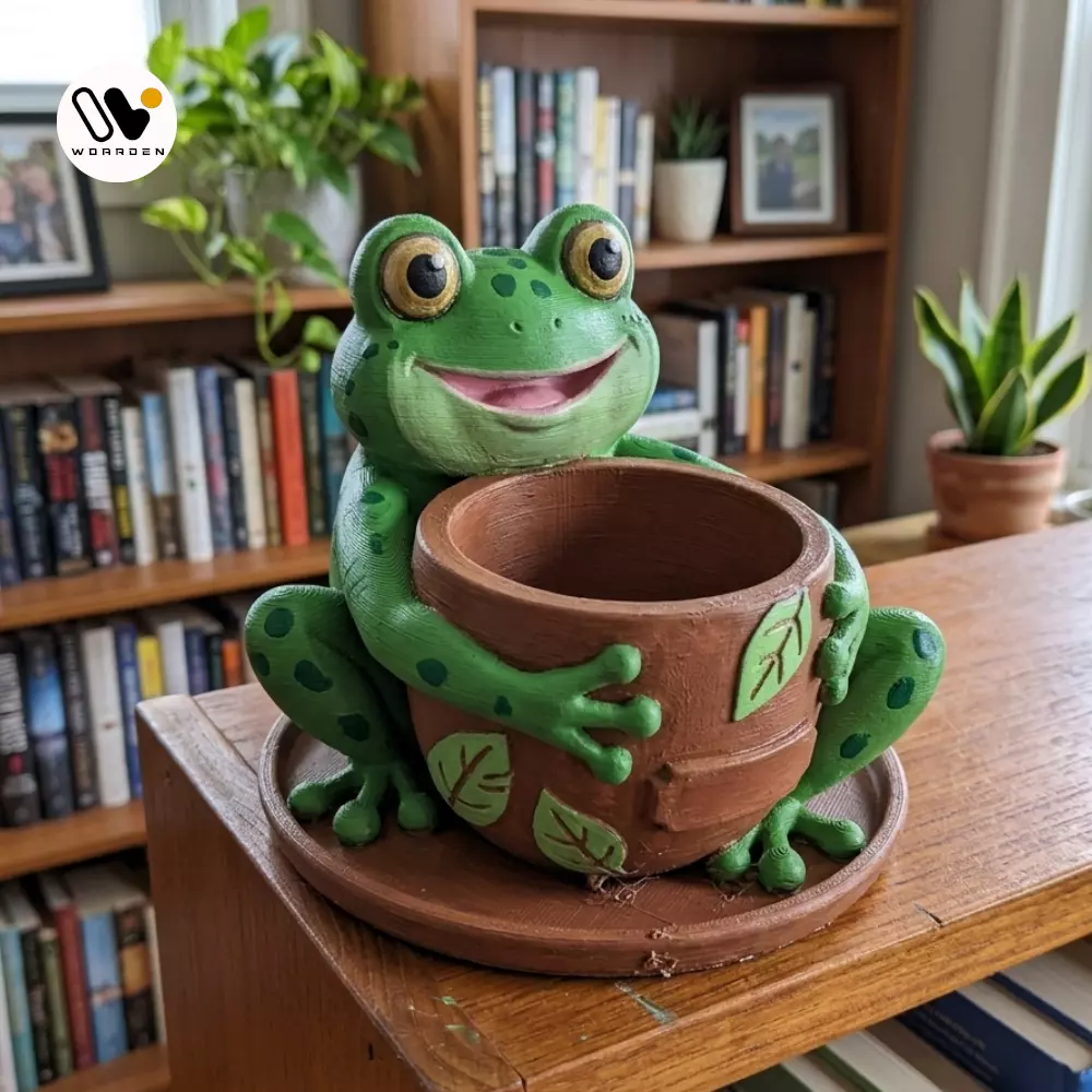 Cute Frog Plant Pot STL Cartoon Frog Planter Free 3D print model
