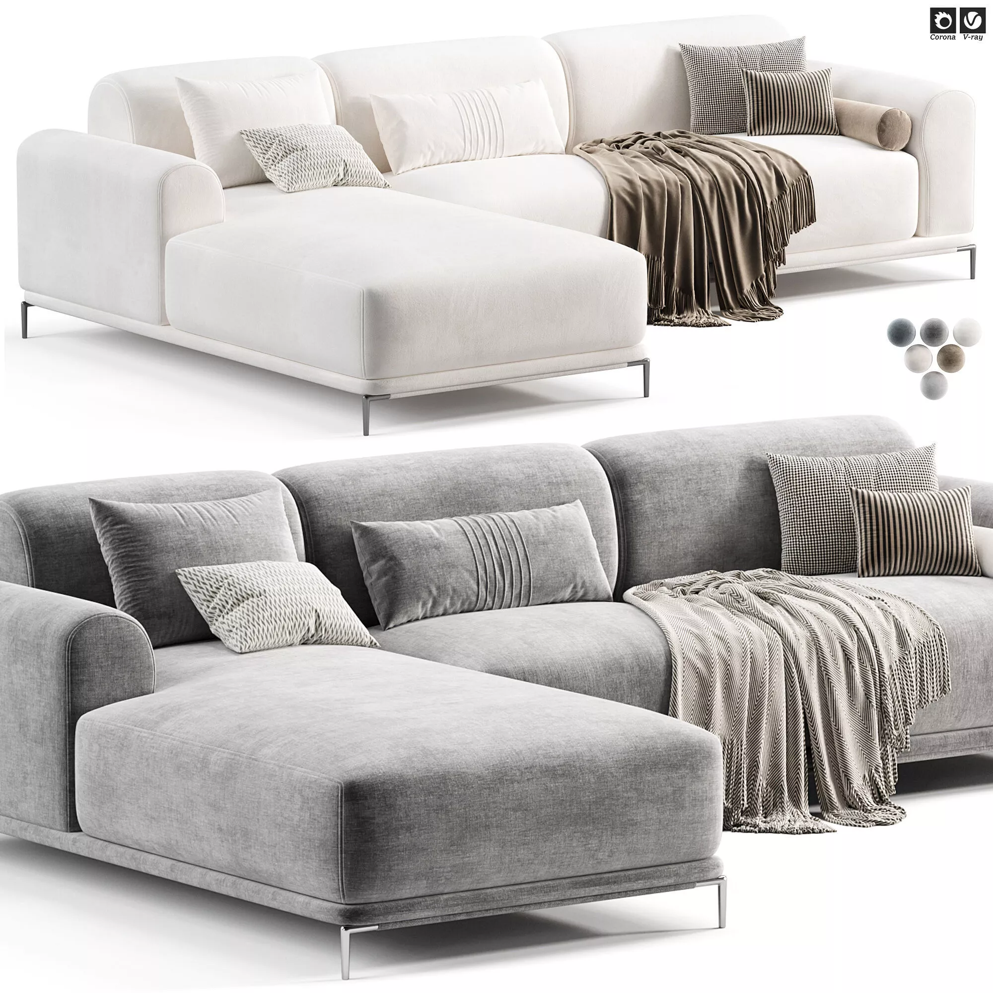Marlet Corner Sofa Set 3D model