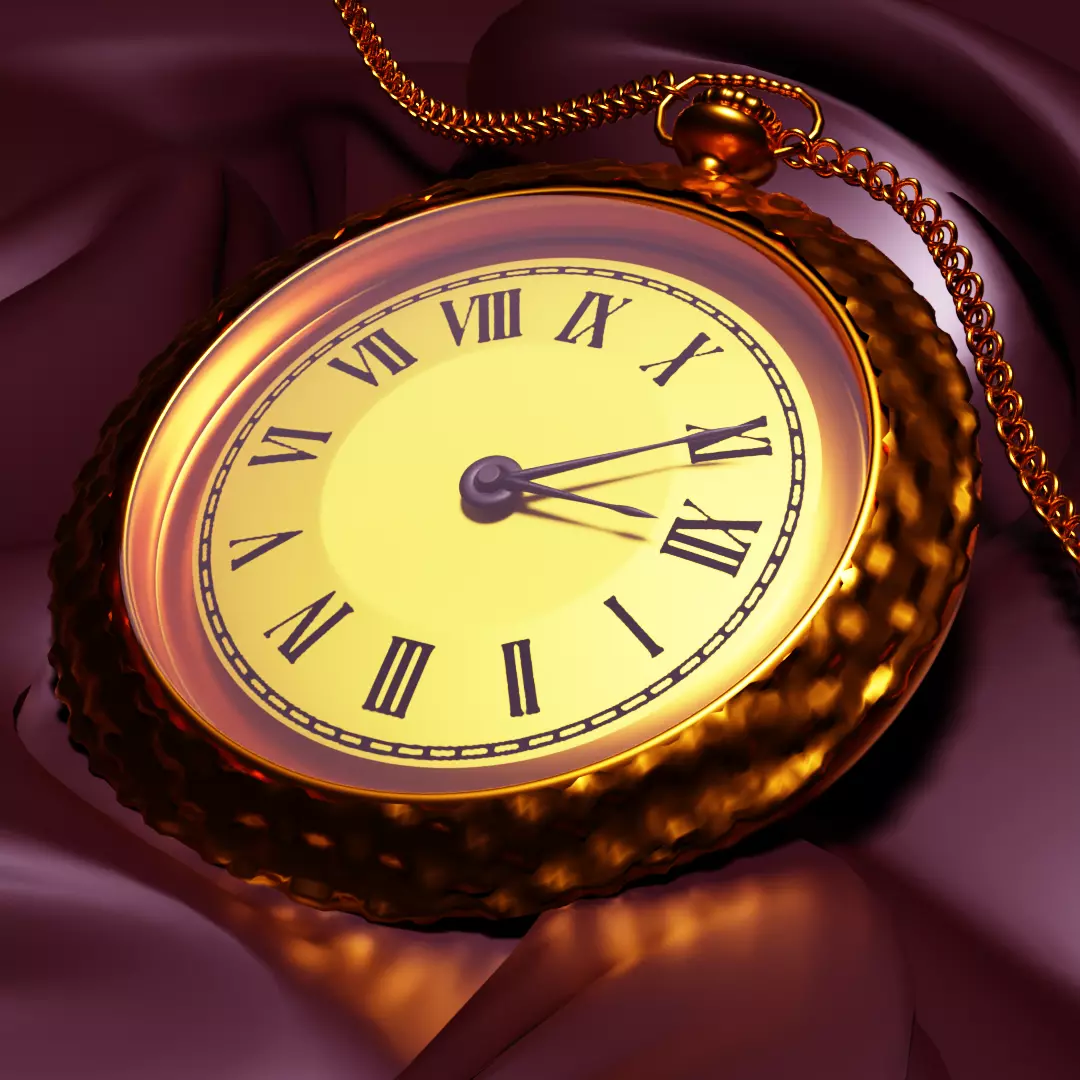 vintage golden pocket watch- realistic 3D model