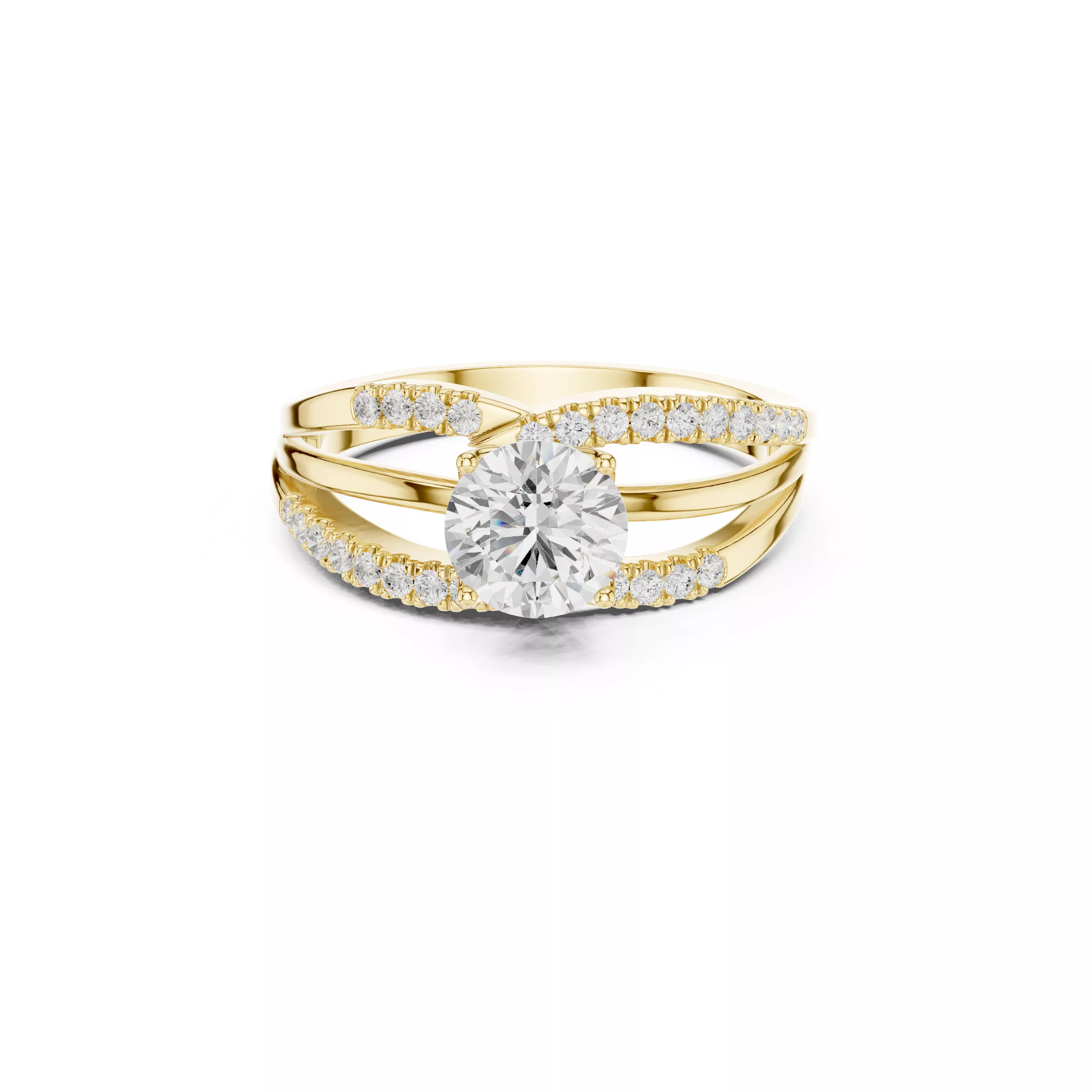 Diamond Criss Cross Split Band Pave Ring STL 3DM CAD 3D print model