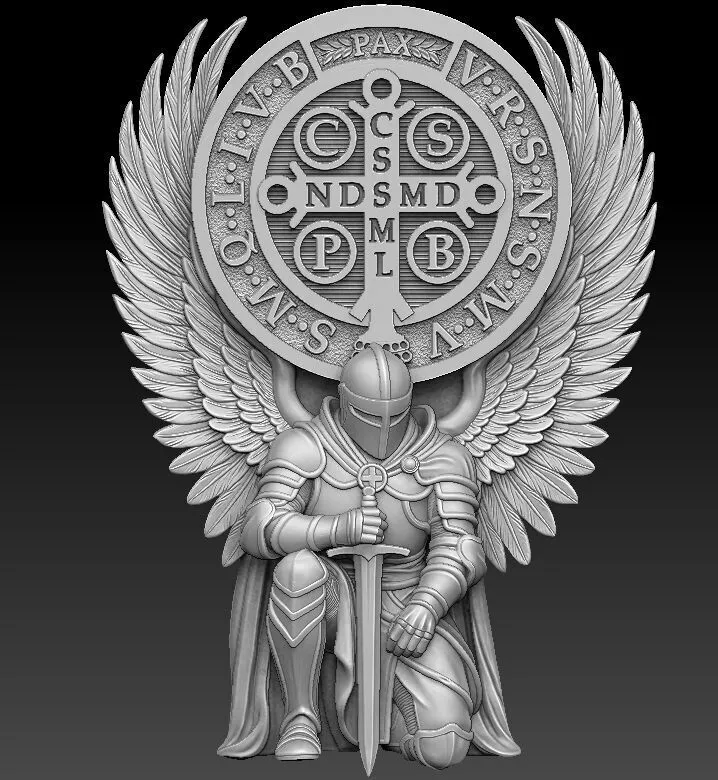 Knight with Saint Benedict Medal 3D print model