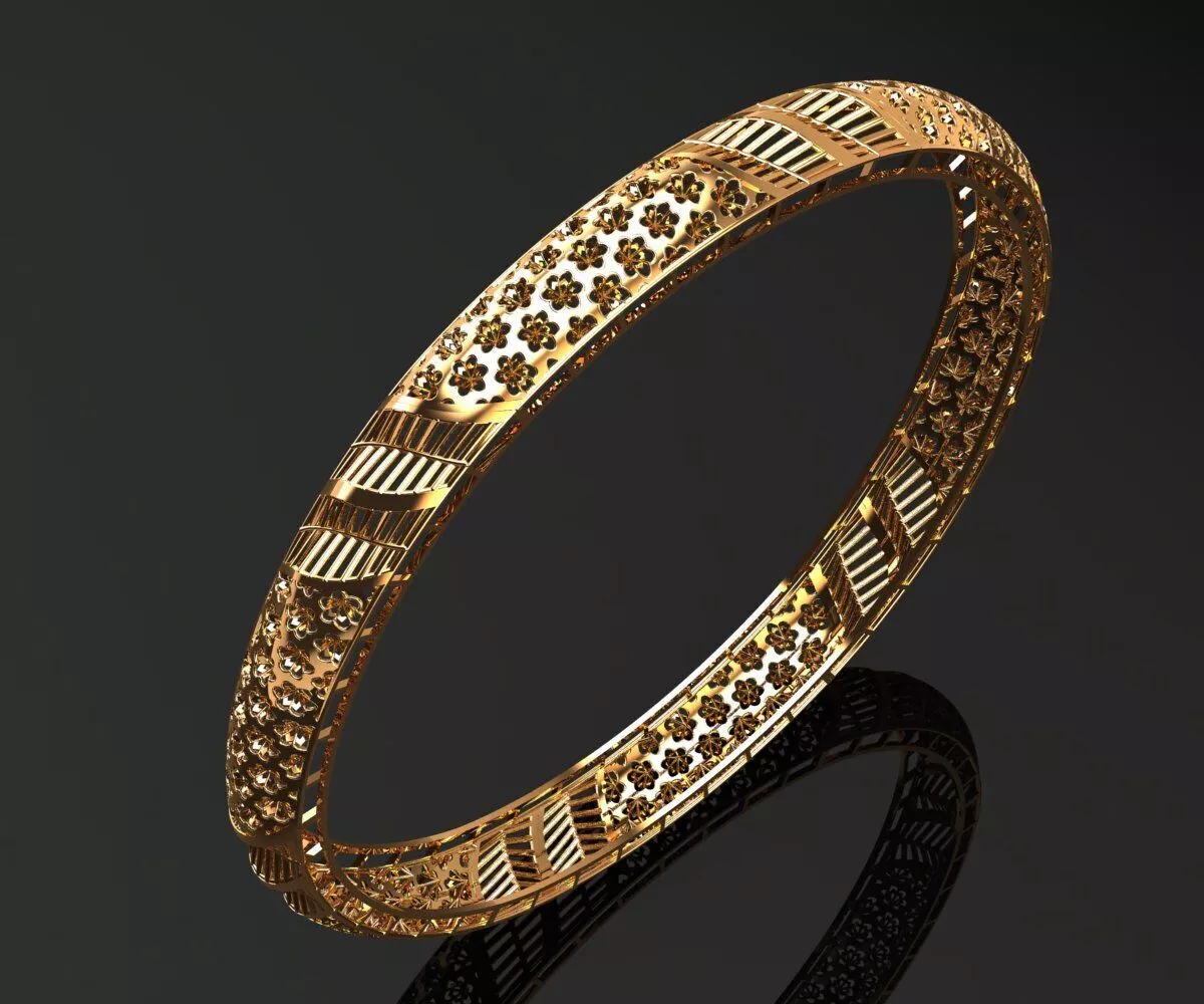 1184 Floral-Stripe Bangle 8gm 3D print model