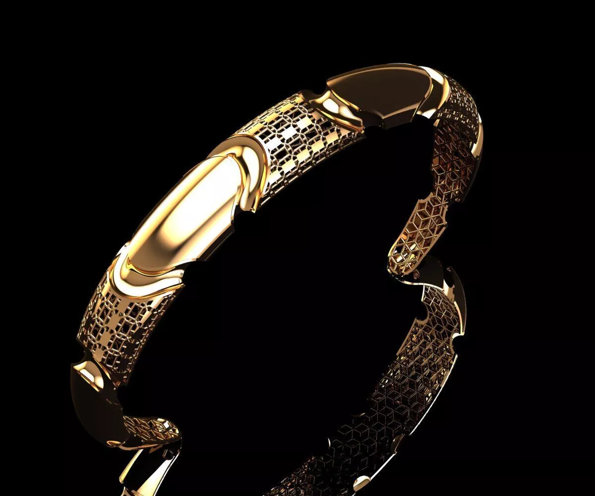 1004 Modern Latticework Gold Bracelet 11gm-14K 3D print model
