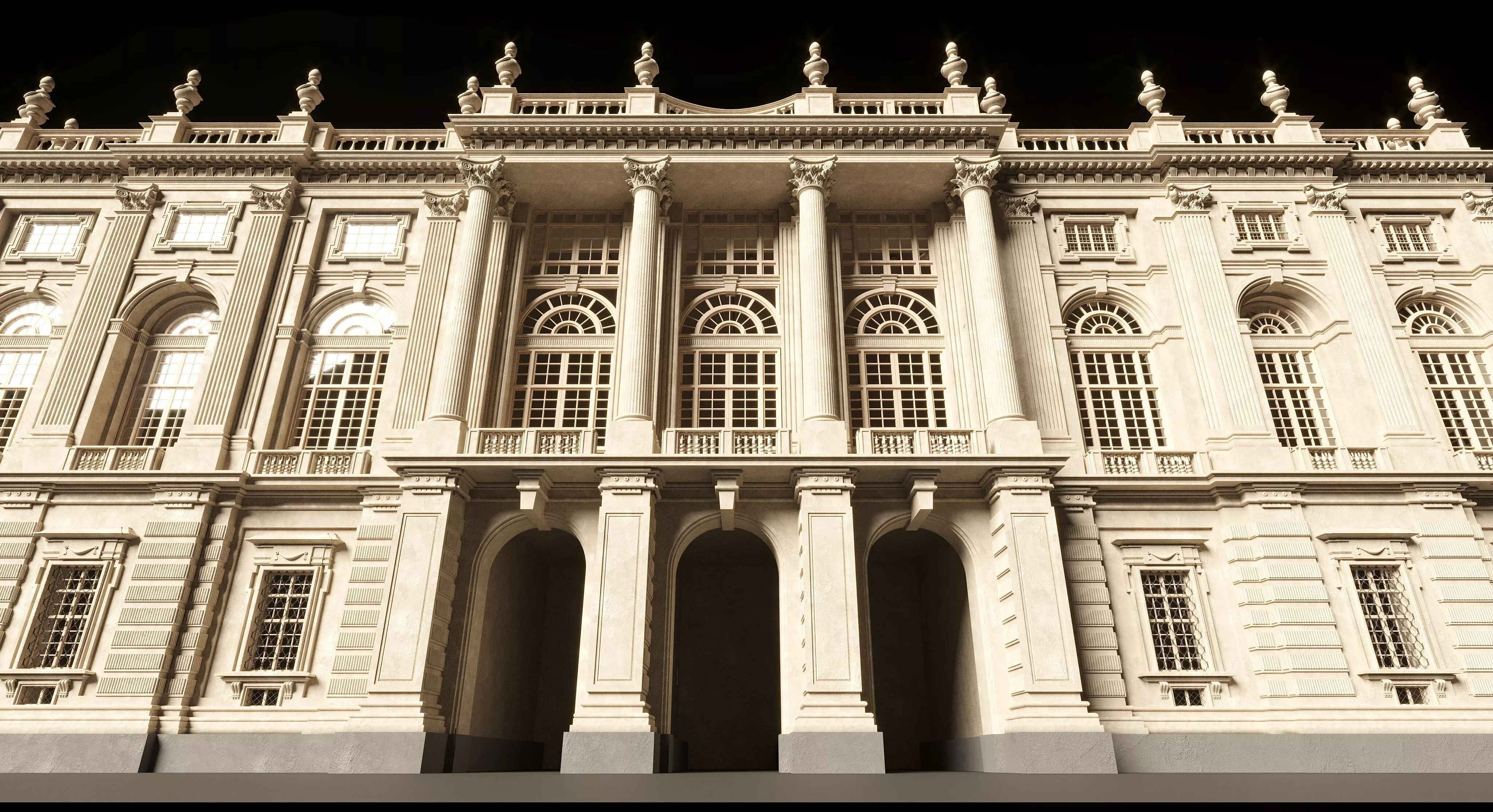 Classic Baroque Palace Facade Free 3D model