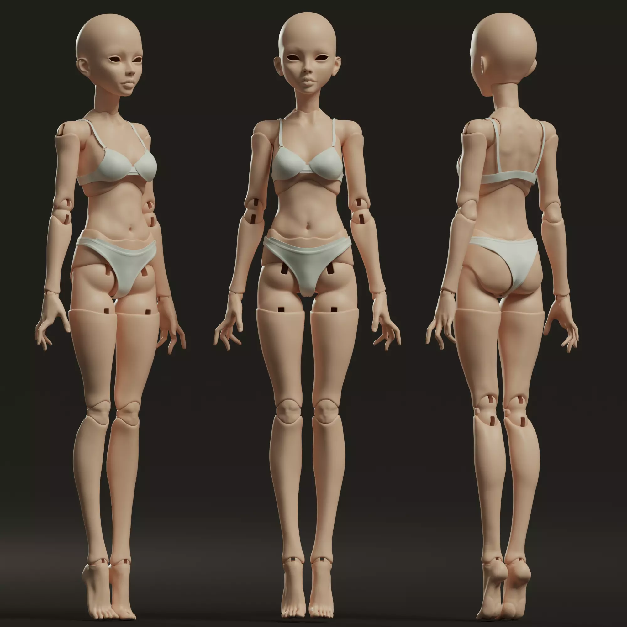 BJD Doll print Realistic Details Full Articulation 3D model