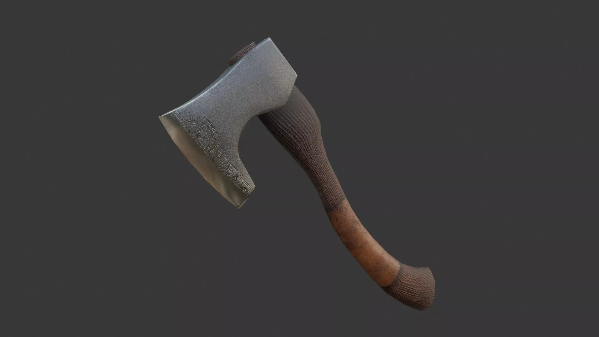 Rune-Engraved Nordic Battle Axe Game-Ready Low-poly 3D model