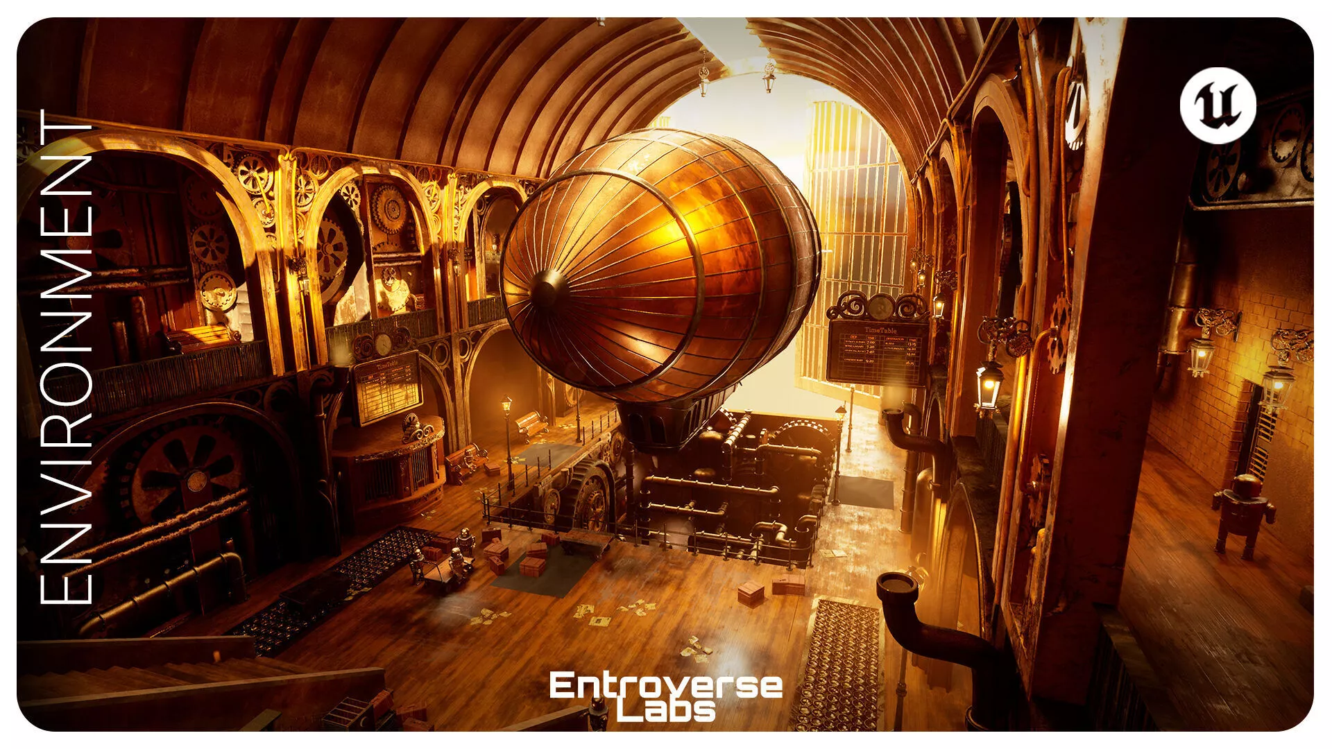 Steampunk Victorian Zeppelin Station Modular Environment Low-poly 3D model