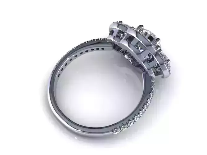 Flower Love Engagement Ring 3D model