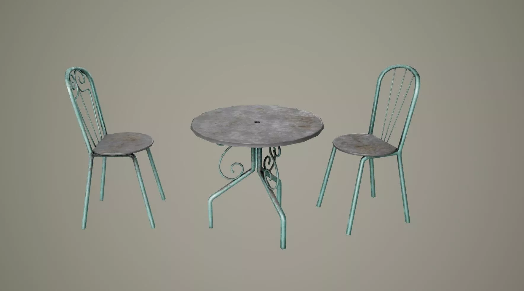 Garden Chair Table Low-poly 3D model