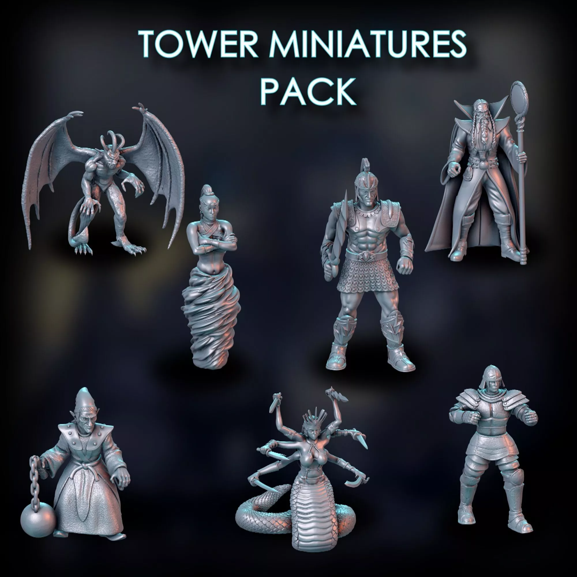 Heroes 3 Tower Units Miniatures Pack 3D print model