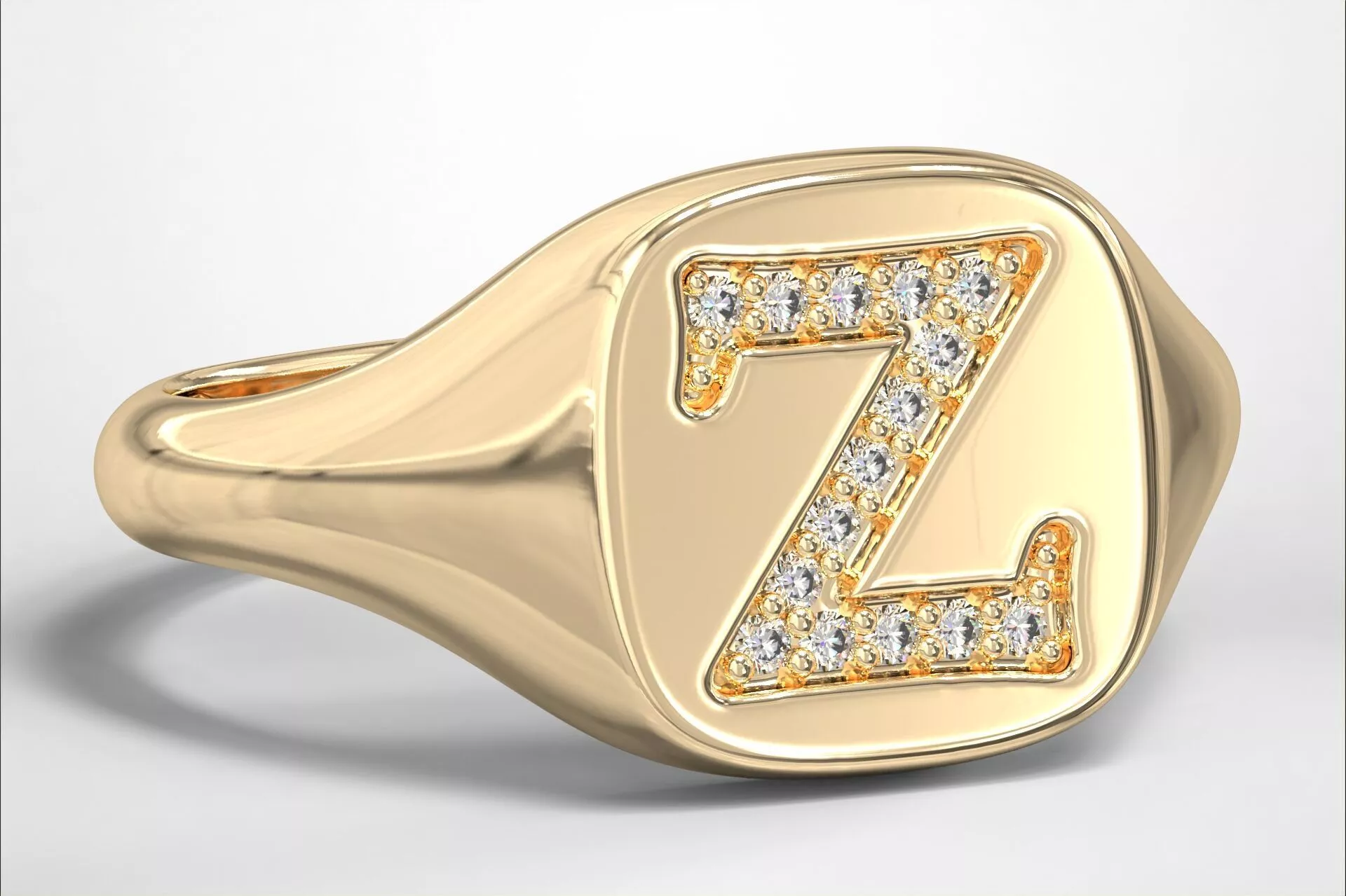Z Monogram Small Finger Ring Signet Cushion Shape Chevalier 3D print model