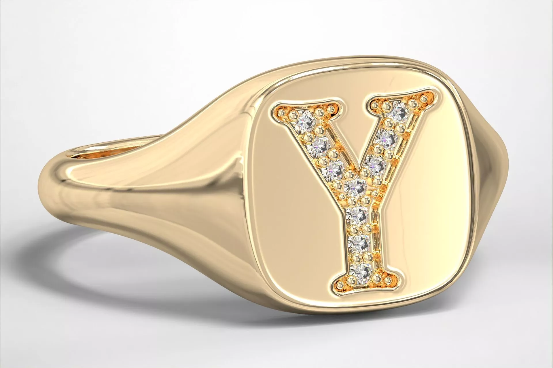 Y Monogram Small Finger Ring Signet Cushion Shape Chevalier 3D print model