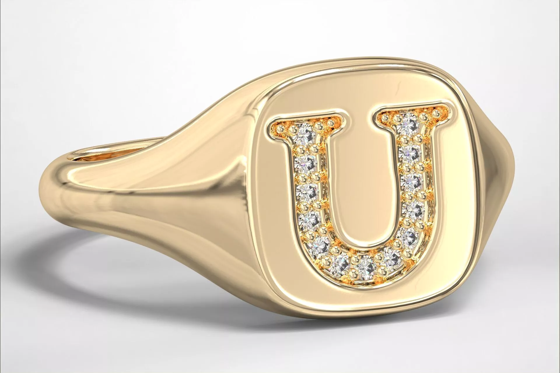 U Monogram Small Finger Ring Signet Cushion Shape Chevalier 3D print model