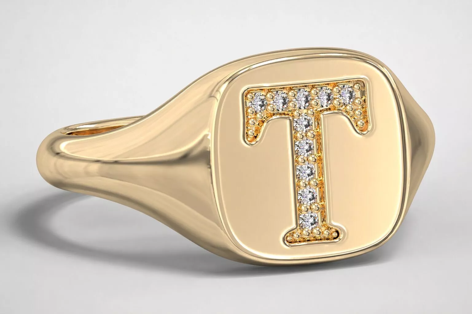 T Monogram Small Finger Ring Signet Cushion Shape Chevalier 3D print model