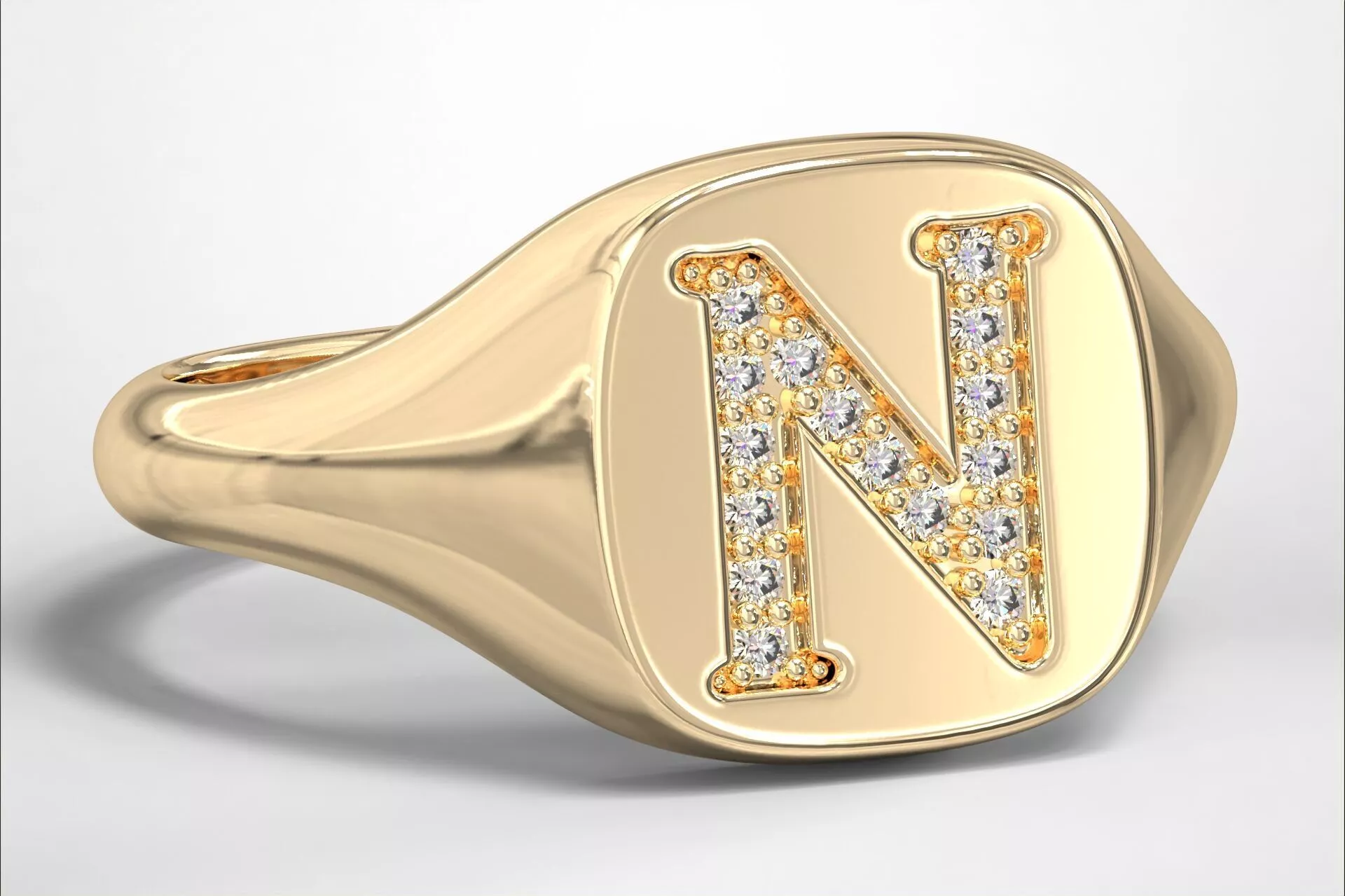 N Monogram Small Finger Ring Signet Cushion Shape Chevalier 3D print model
