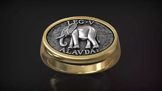 Roman Legion Alaudae Elephant Antique Emblem Ring