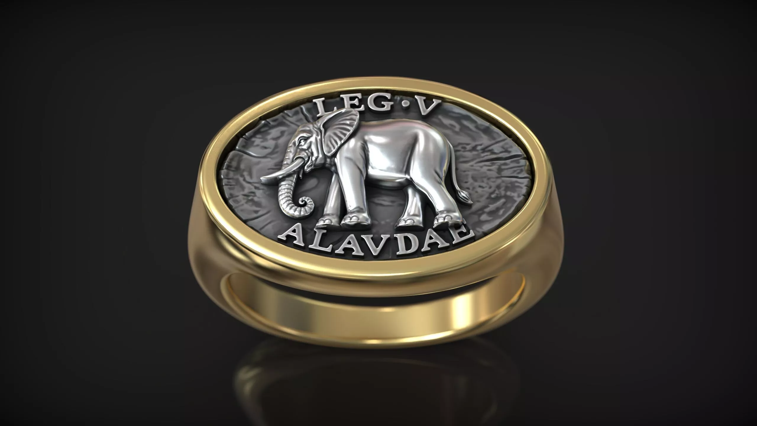 Roman Legion Alaudae Elephant Antique Emblem Ring 3D print model