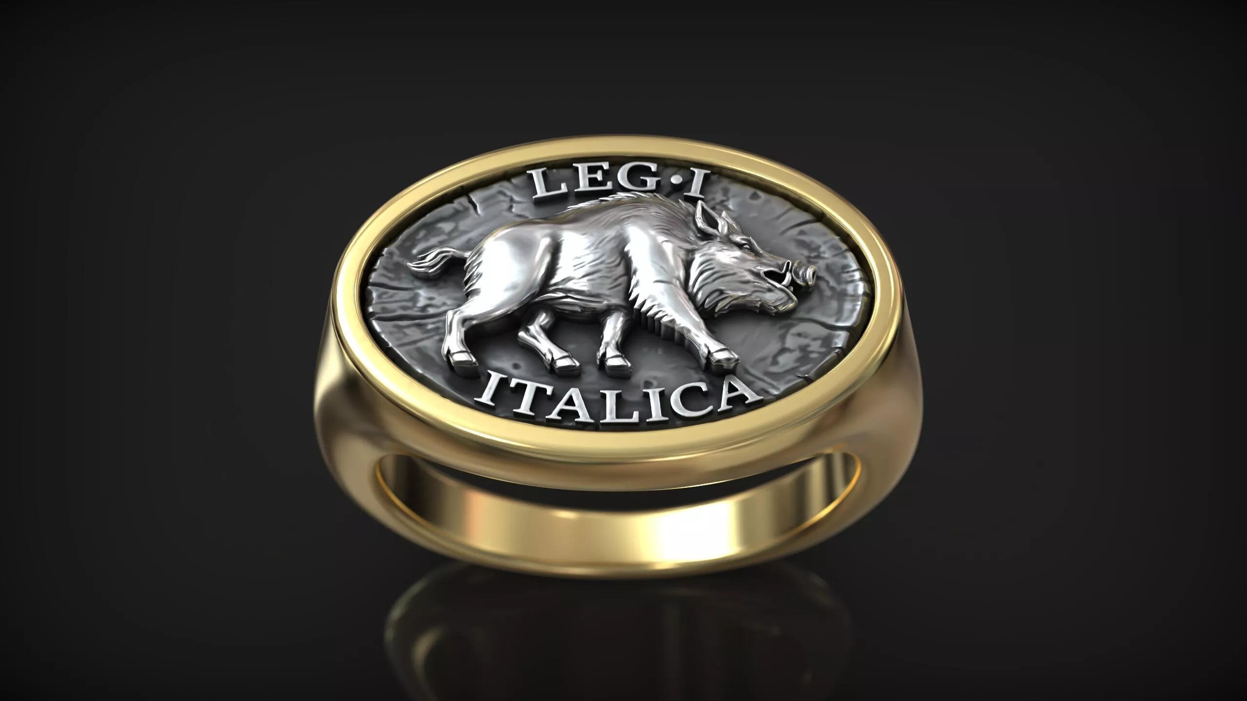 Roman Legion Italica Boar Ancient Military Ring 3D print model