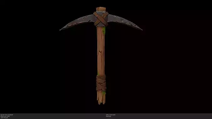 Stylized Ancient Dwarven Pickaxe Game Ready - AI