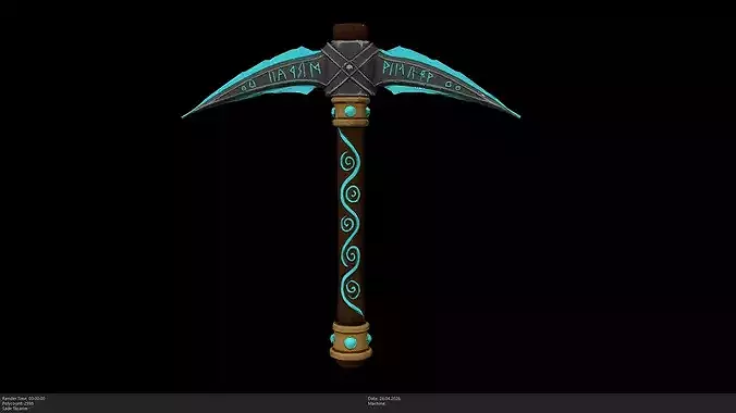 Stylized Legendary Runic Pickaxe Game Ready - AI