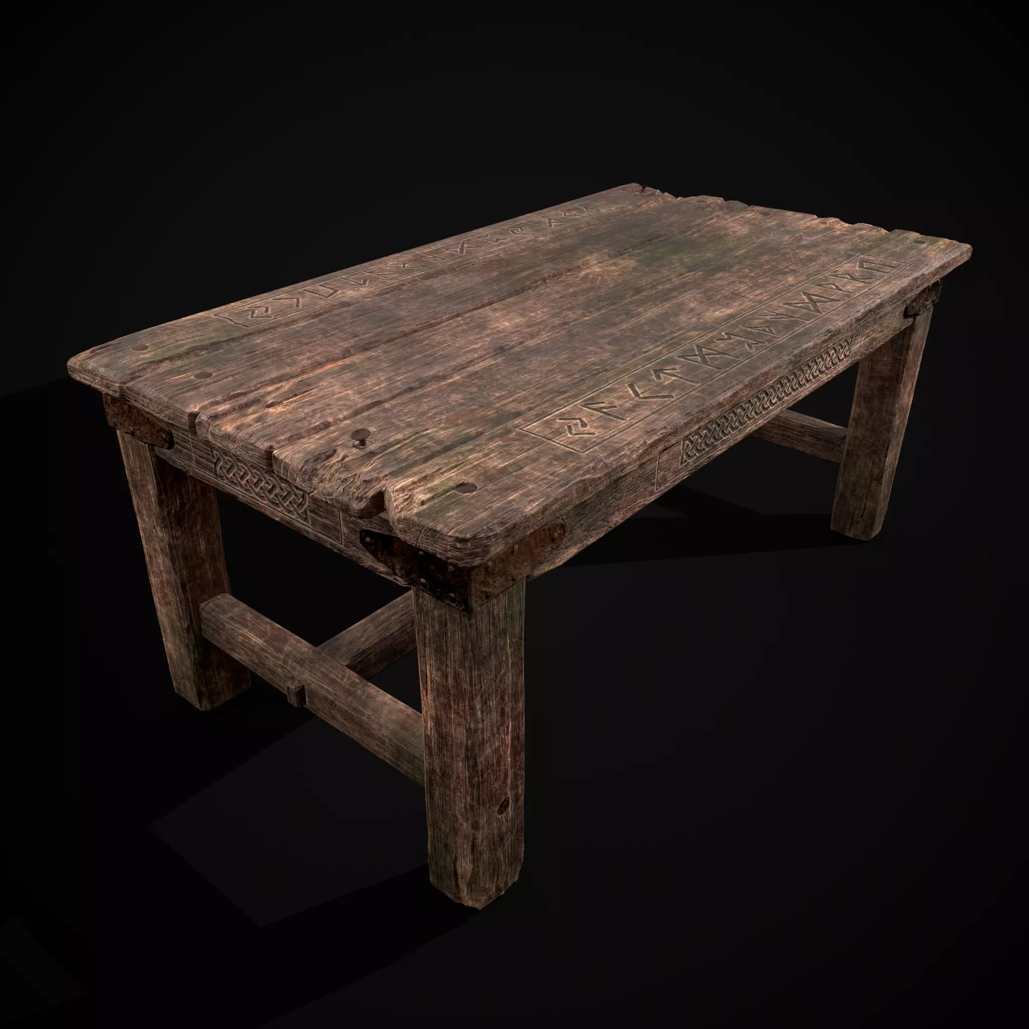 Rugged Viking Table Low-poly 3D model