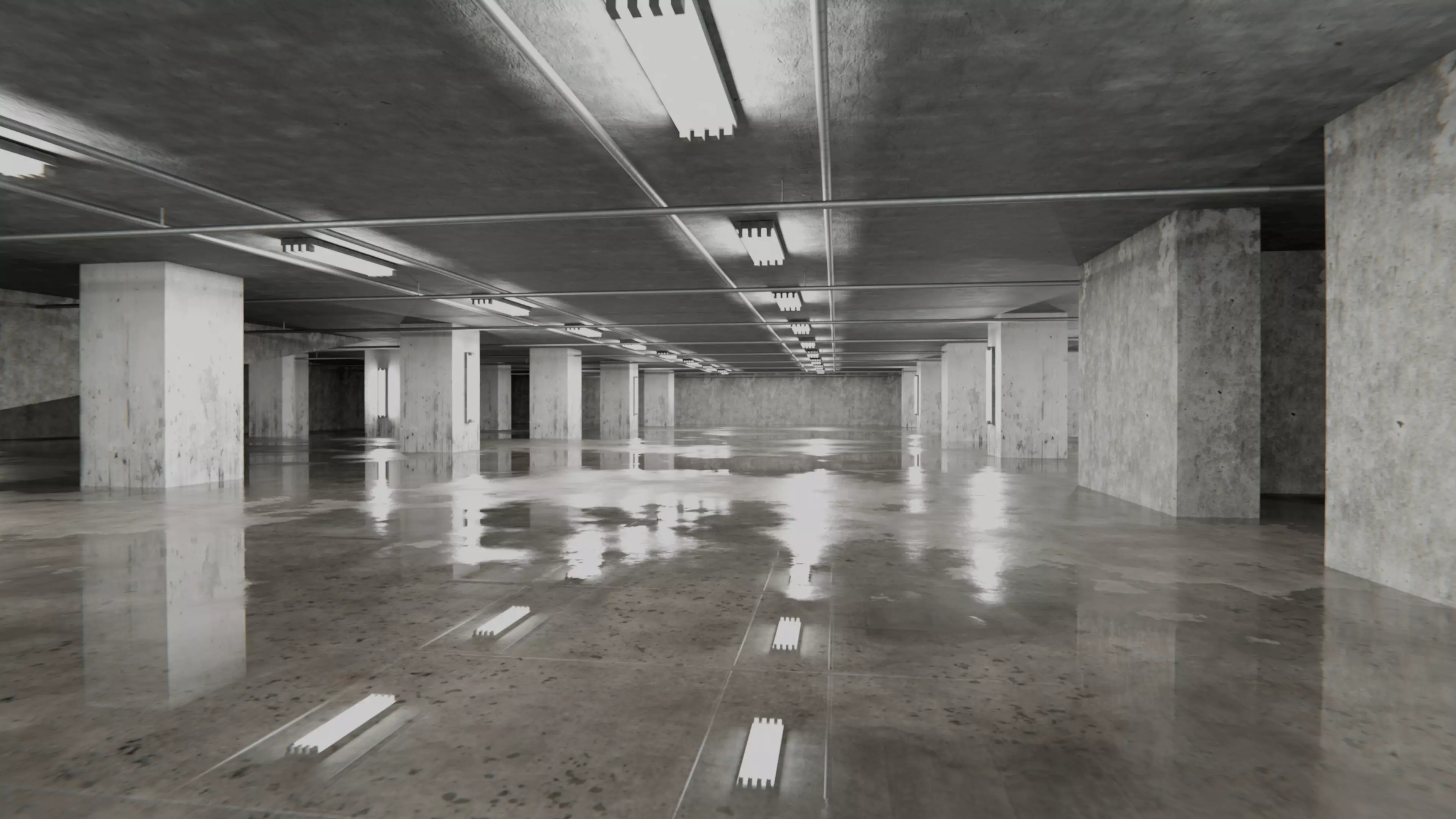 Liminal Parking Garage Backrooms Level 1 Map Low-poly 3D model