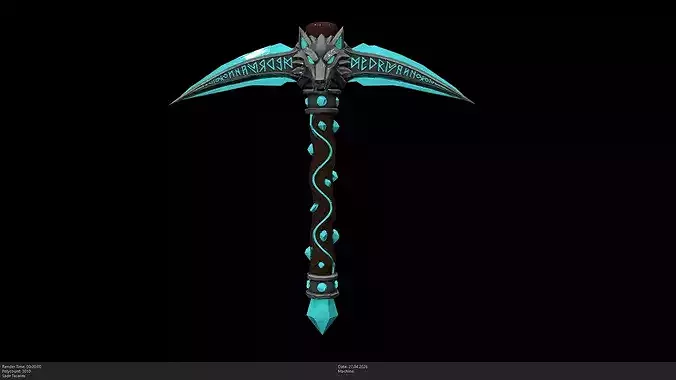 Stylized Wolf-Spirit Pickaxe Game Ready - AI